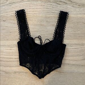 For Love and Lemons Crop Black Lace Bustier/ Corset